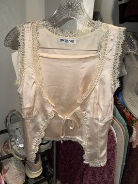 Princess Polly Cream Lace-Trim Satin Set